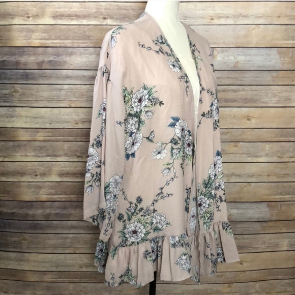 PLEIONE Floral Kimono Cardigan Size Medium - Picture 3 of 6